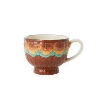 Ceramic Mug with Embossed Brown Flower Design Rice DK